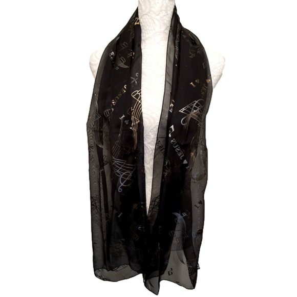 Chiffon I Love Jesus Scarves Black - Picture 1 of 5